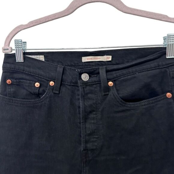 Levi's Premium Stretch Wedgie Fit Straight Jeans Black Denim Dark Wash Size 27 - Picture 5 of 13